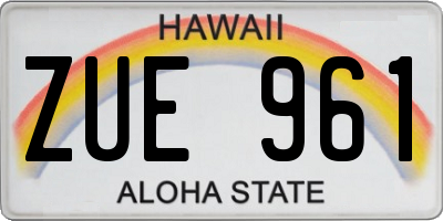 HI license plate ZUE961