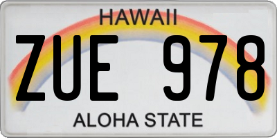 HI license plate ZUE978