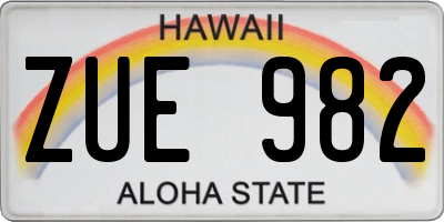 HI license plate ZUE982