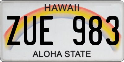 HI license plate ZUE983
