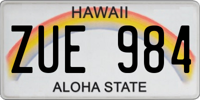 HI license plate ZUE984