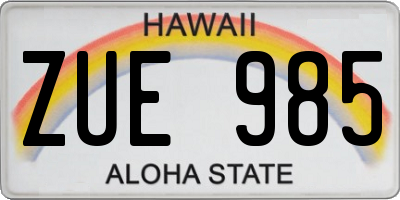 HI license plate ZUE985