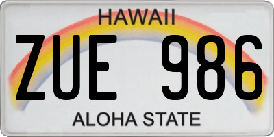 HI license plate ZUE986