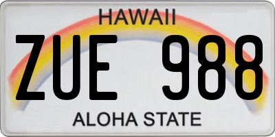 HI license plate ZUE988