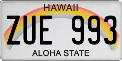 HI license plate ZUE993