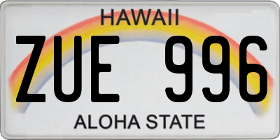 HI license plate ZUE996