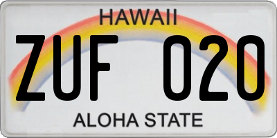 HI license plate ZUF020