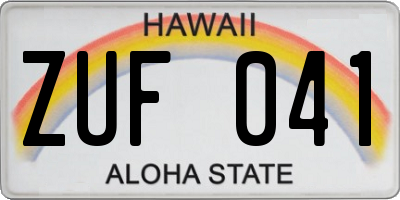 HI license plate ZUF041