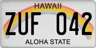 HI license plate ZUF042