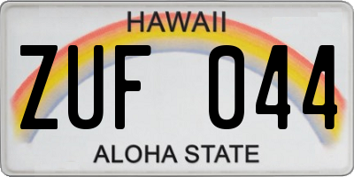 HI license plate ZUF044