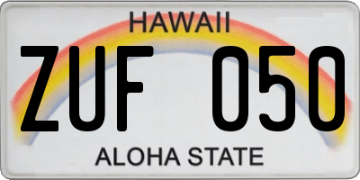 HI license plate ZUF050