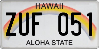 HI license plate ZUF051