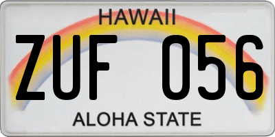 HI license plate ZUF056