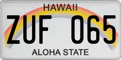 HI license plate ZUF065