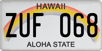 HI license plate ZUF068