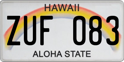 HI license plate ZUF083