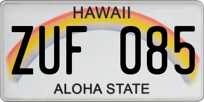 HI license plate ZUF085