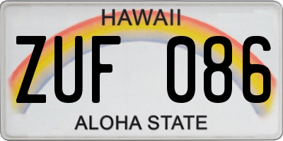 HI license plate ZUF086