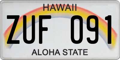 HI license plate ZUF091