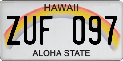HI license plate ZUF097
