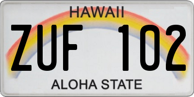 HI license plate ZUF102