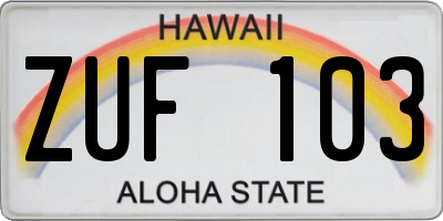 HI license plate ZUF103