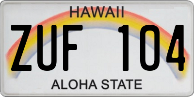 HI license plate ZUF104