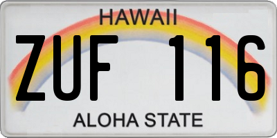 HI license plate ZUF116