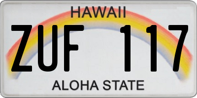 HI license plate ZUF117
