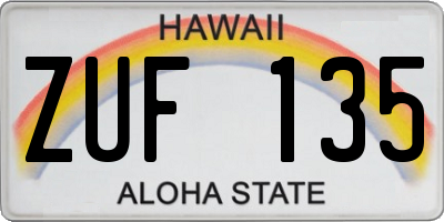 HI license plate ZUF135