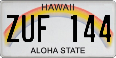 HI license plate ZUF144