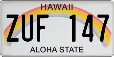 HI license plate ZUF147