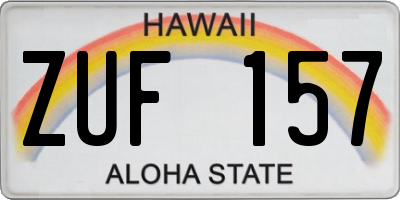 HI license plate ZUF157