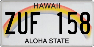 HI license plate ZUF158