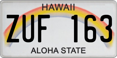 HI license plate ZUF163