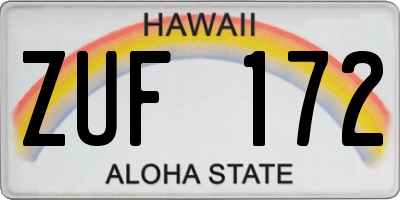 HI license plate ZUF172
