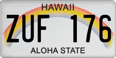 HI license plate ZUF176