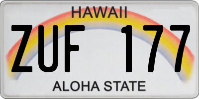 HI license plate ZUF177