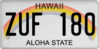 HI license plate ZUF180