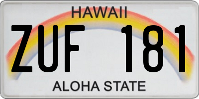 HI license plate ZUF181