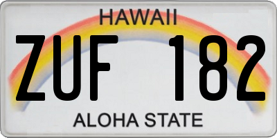 HI license plate ZUF182