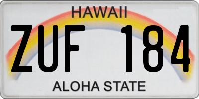 HI license plate ZUF184