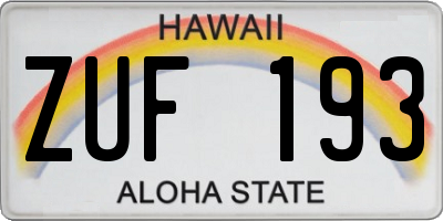 HI license plate ZUF193