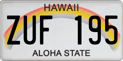 HI license plate ZUF195