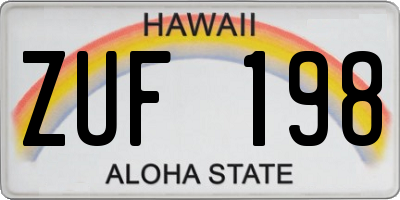 HI license plate ZUF198
