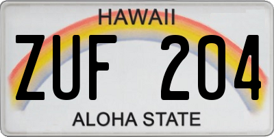 HI license plate ZUF204