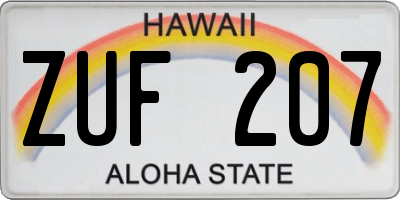 HI license plate ZUF207