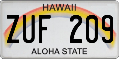 HI license plate ZUF209