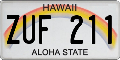 HI license plate ZUF211