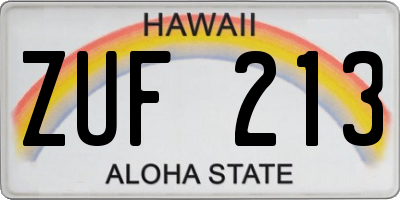 HI license plate ZUF213